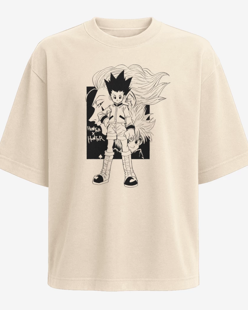 Polera Oversize Beige de Gon x Kilua x Hisoka