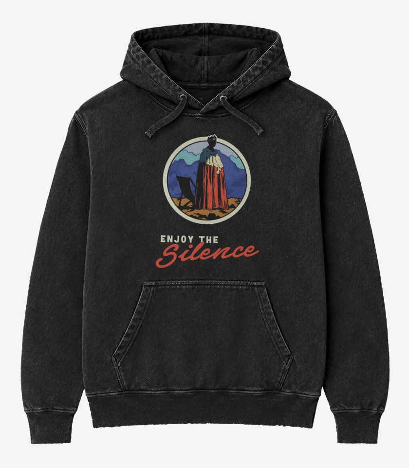 Poleron Canguro Acid Wash Negro de Enjoy the silence