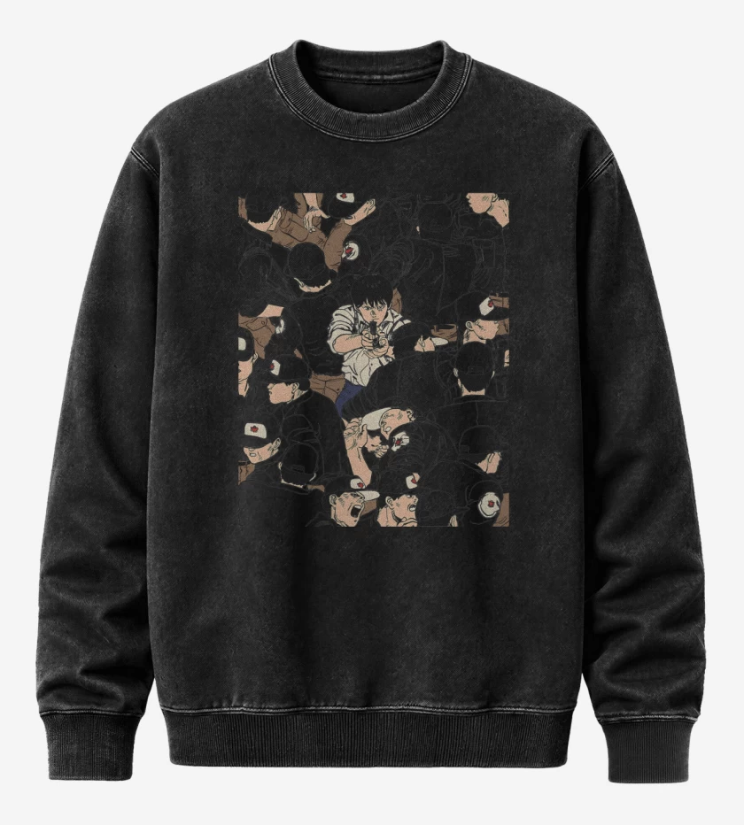 Poleron Polo Acid Wash Negro de Neo Tokio III