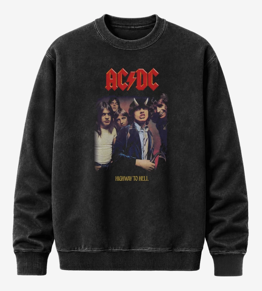 Poleron Polo Acid Wash Negro de Carretera al Infierno