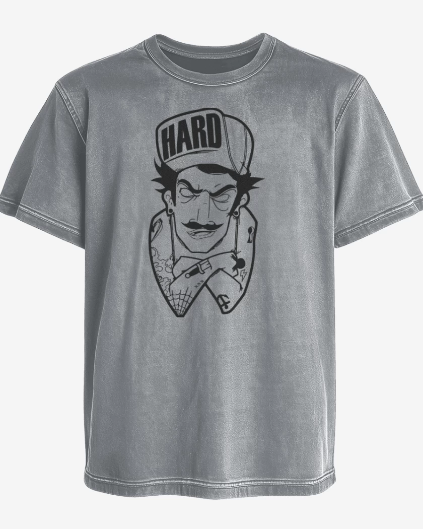 Polera desgastada Gris Melange de Hard