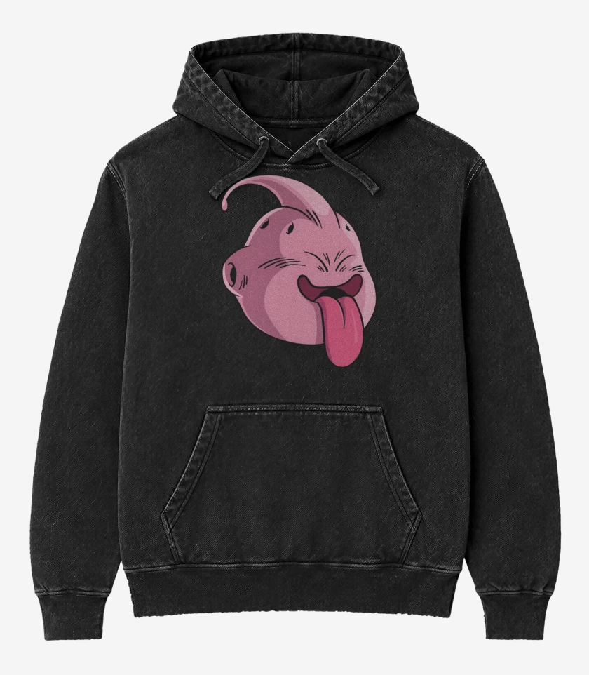 Poleron Canguro Acid Wash Negro de Boo bueno