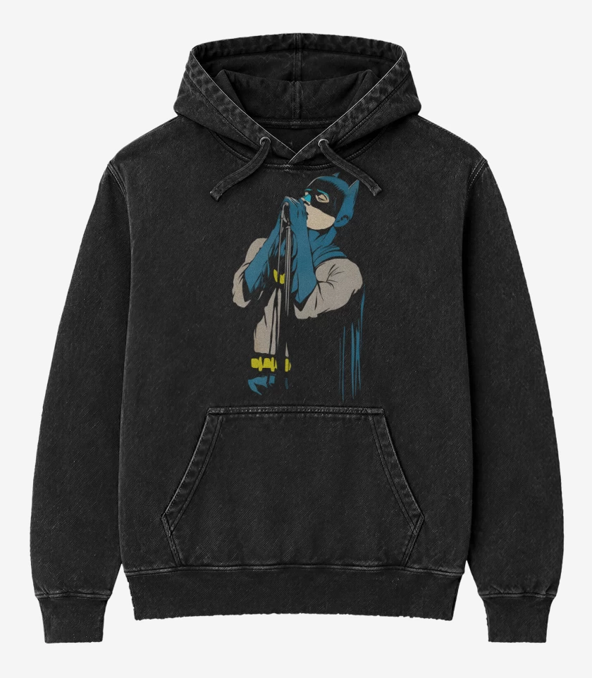 Poleron Canguro Acid Wash Negro de Batcurtis