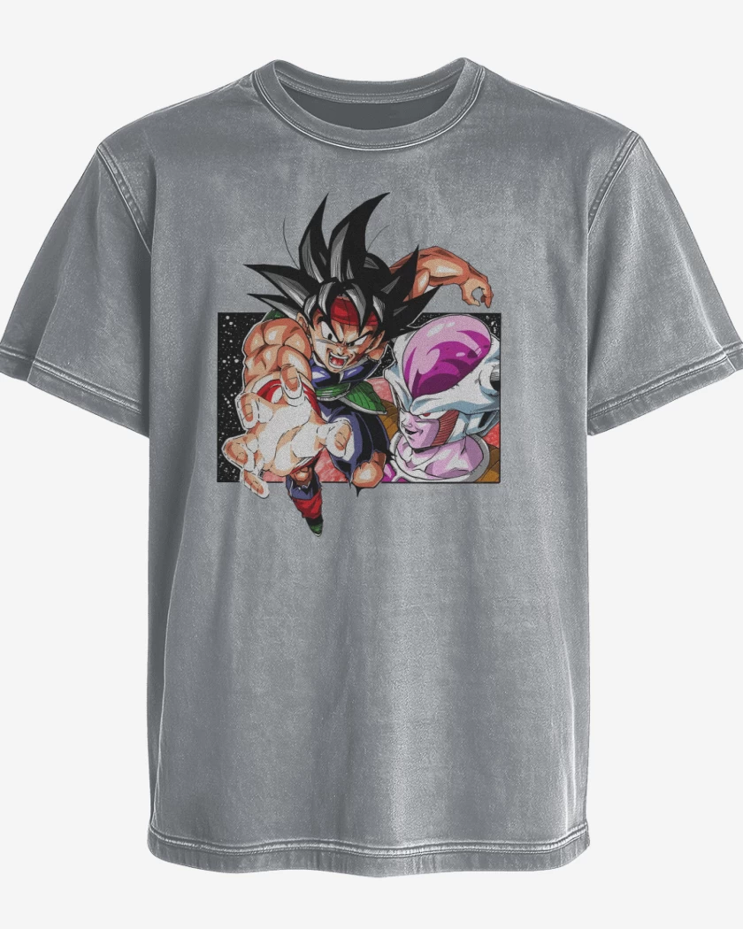 Polera desgastada Gris Melange de El Saiyajin Bardock 