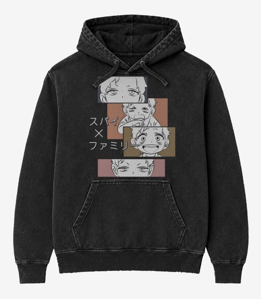 Poleron Canguro Acid Wash Negro de Damian Desmond