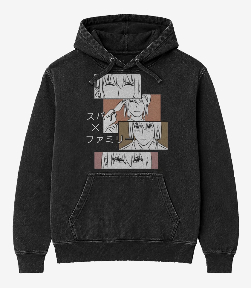 Poleron Canguro Acid Wash Negro de Yuri Briar