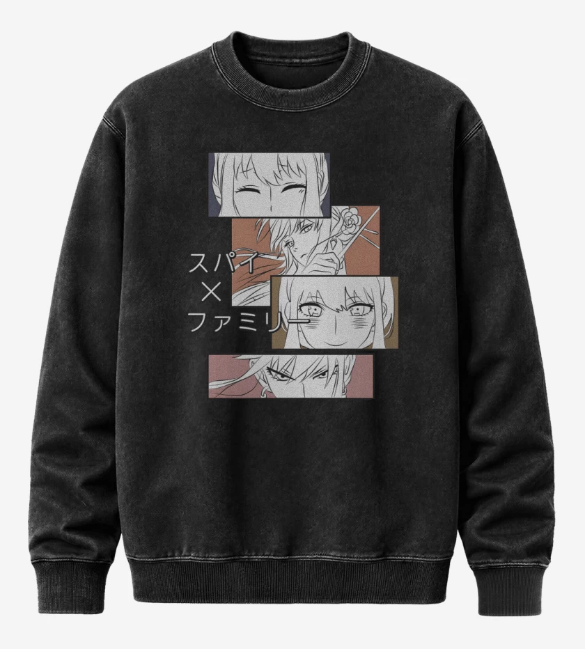 Poleron Polo Acid Wash Negro de Yor Forger
