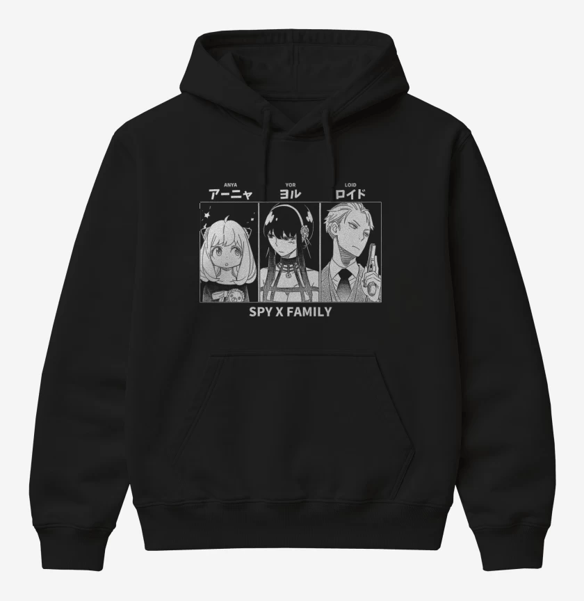 Poleron Canguro básico Negro de Anya x Yor x Loid