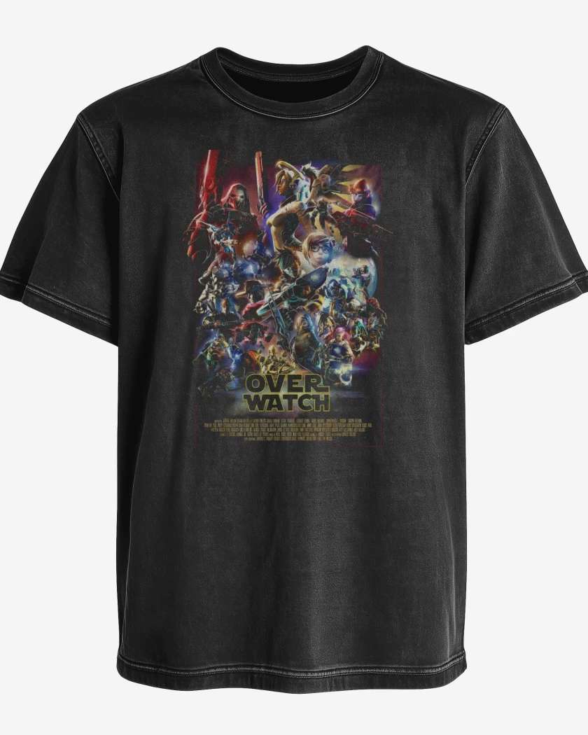 Polera desgastada Negro de Over Wars