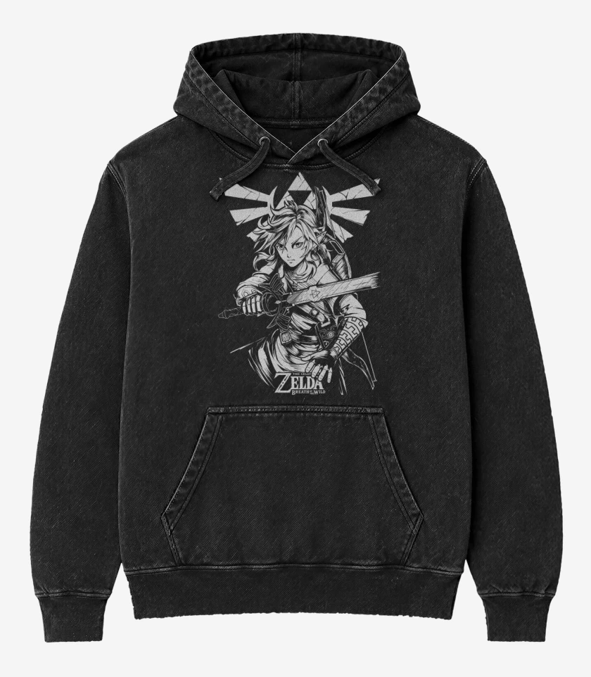 Poleron Canguro Acid Wash Negro de Link of the Wild