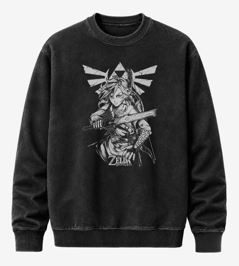Poleron Polo Acid Wash Negro de Link of the Wild