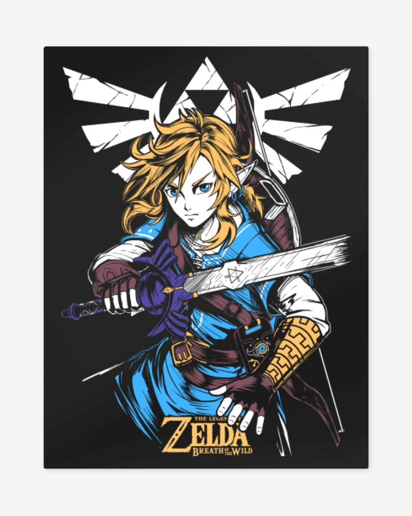 Print metalico Negro de Link of the Wild Full Color