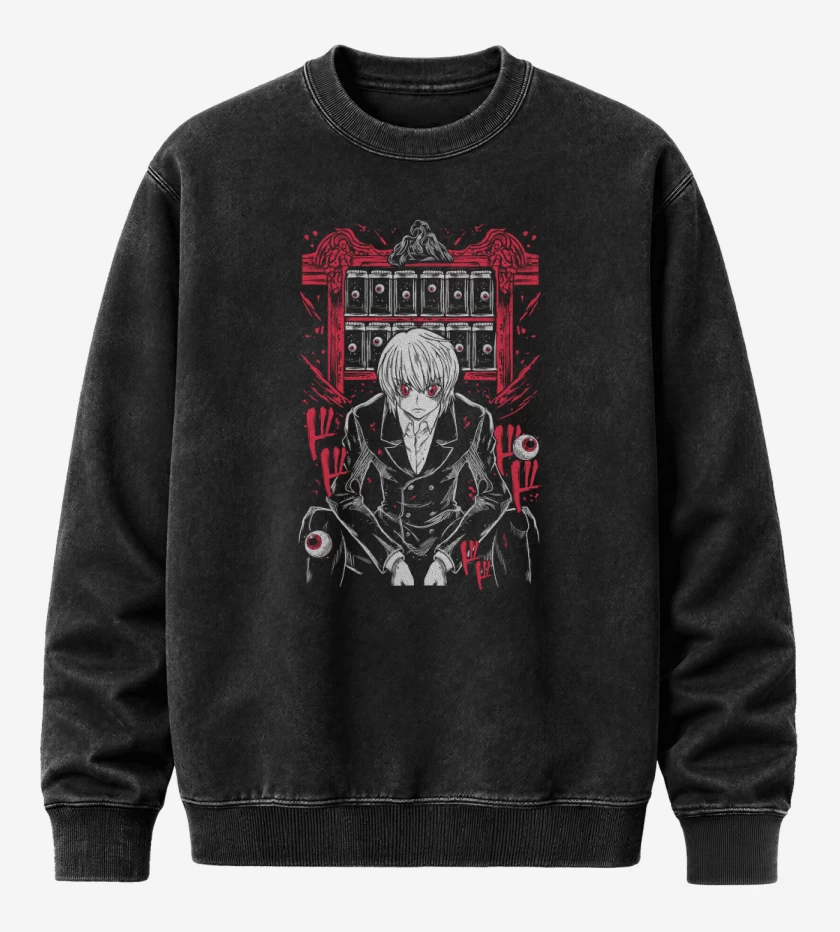 Poleron Polo Acid Wash Negro de Kurapika