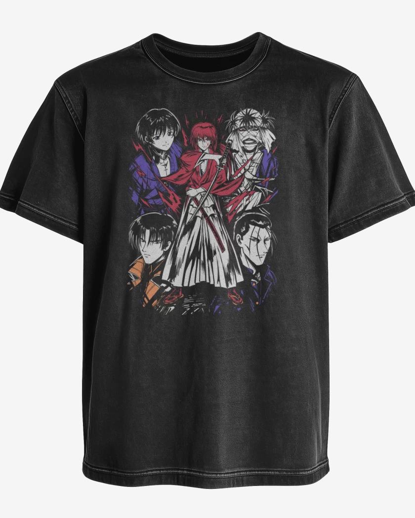 Polera desgastada Negro de Rurouni Kenshin