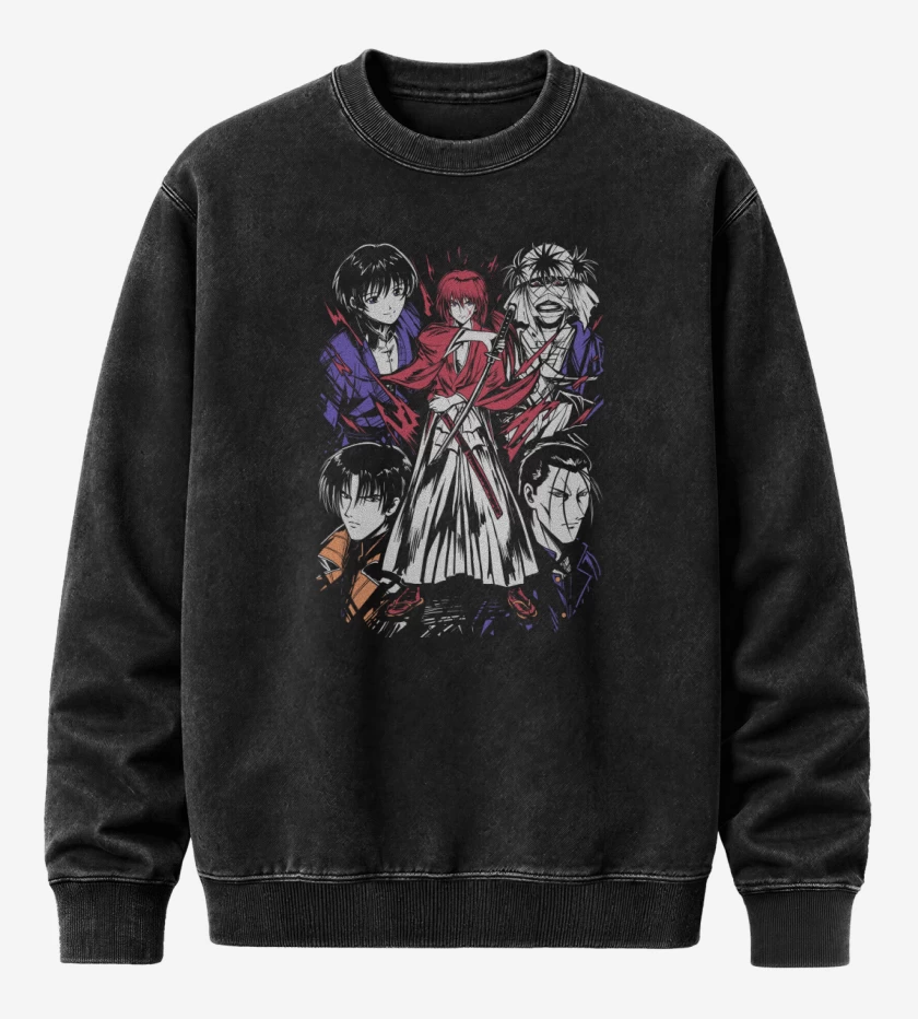 Poleron Polo Acid Wash Negro de Rurouni Kenshin