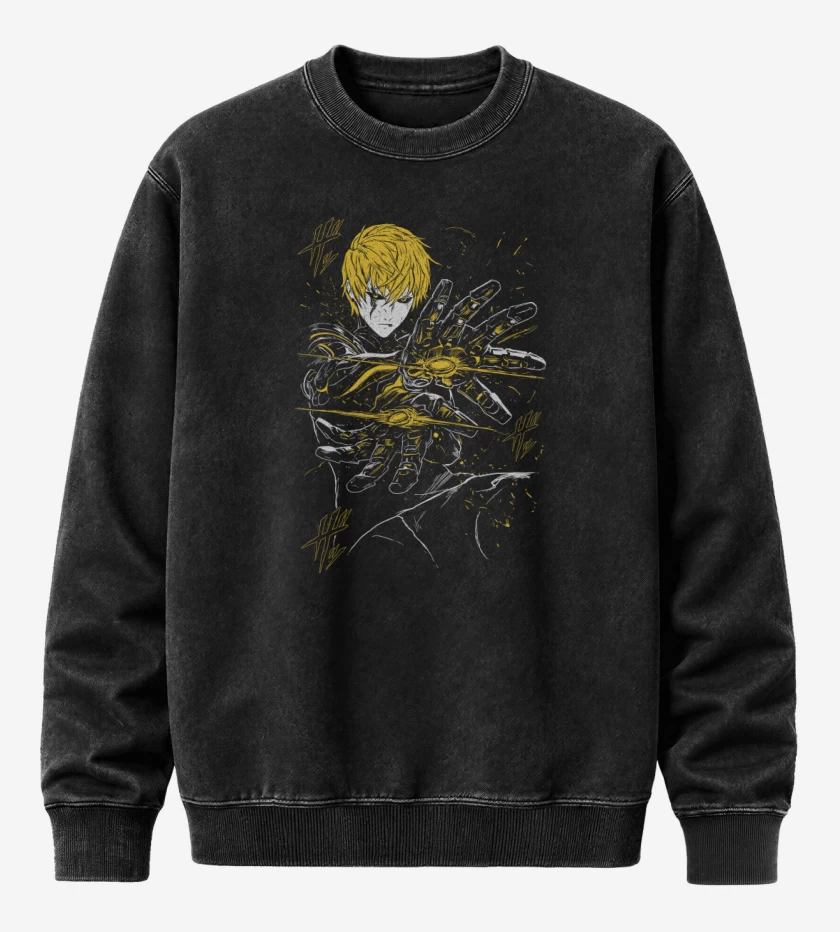 Poleron Polo Acid Wash Negro de Cyborg Genos