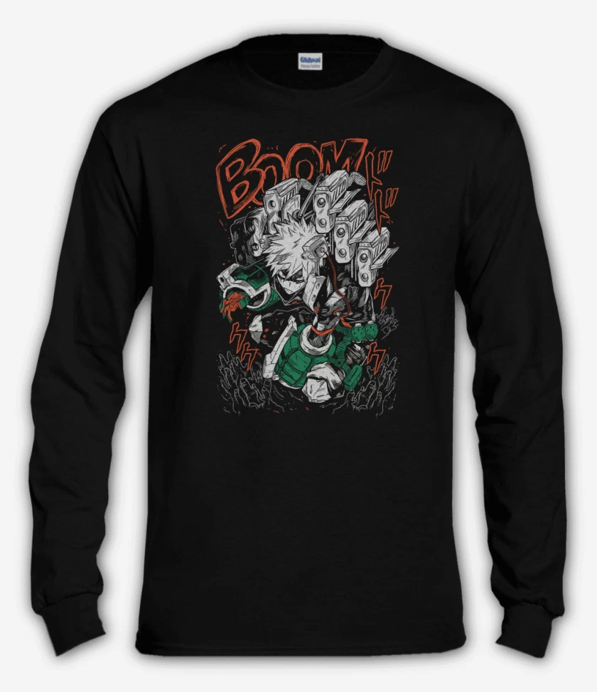 Polera manga larga Negro de Katsuki Bakugo