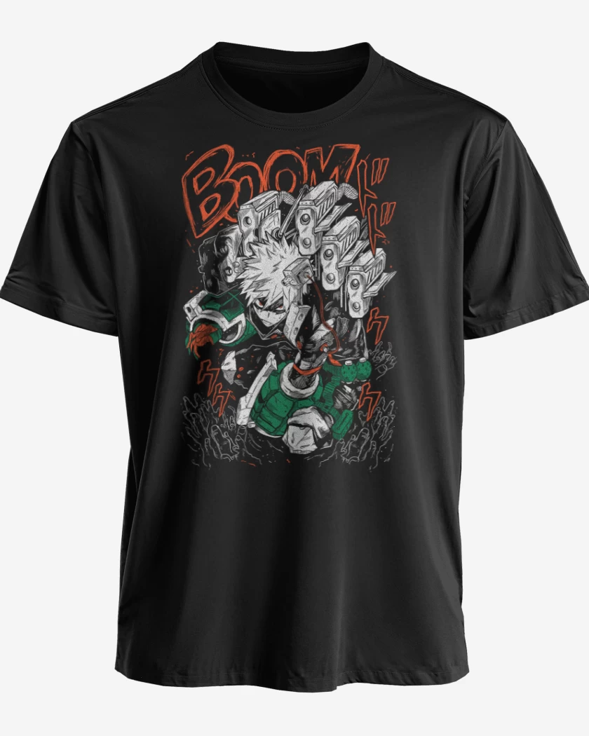 Polera premium Negro de Katsuki Bakugo