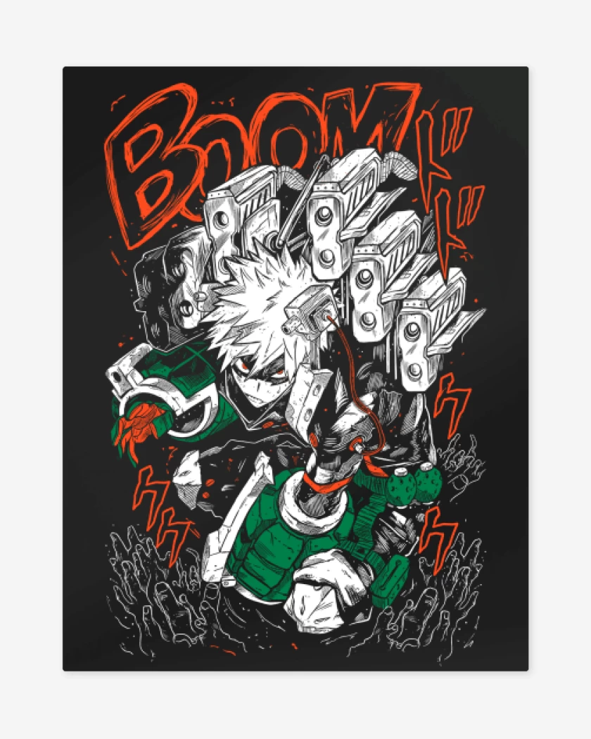 Print metalico Negro de Katsuki Bakugo