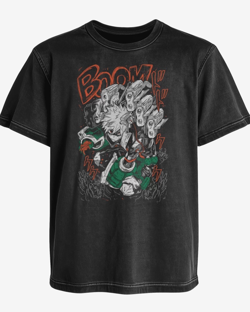 Polera desgastada Negro de Katsuki Bakugo