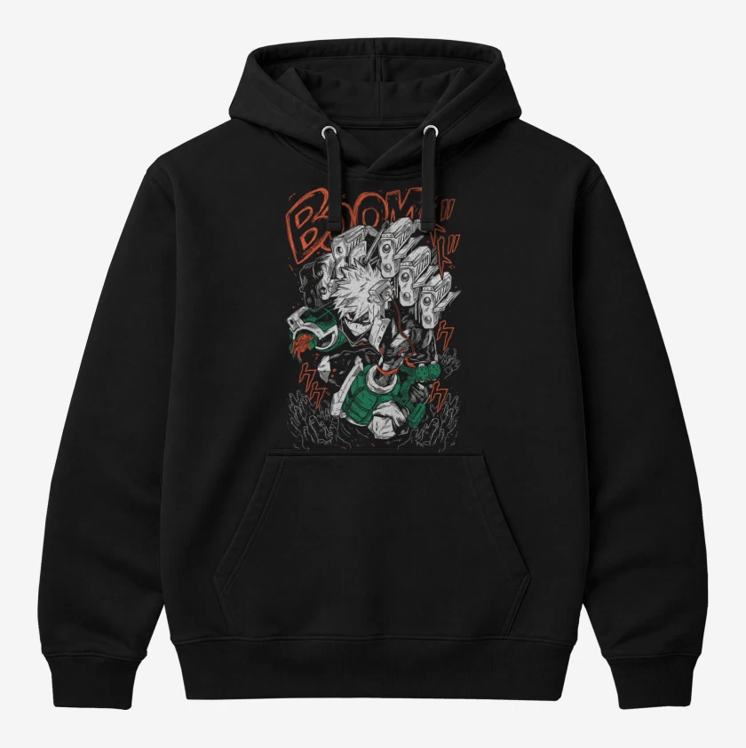Polerón Canguro Negro de Katsuki Bakugo