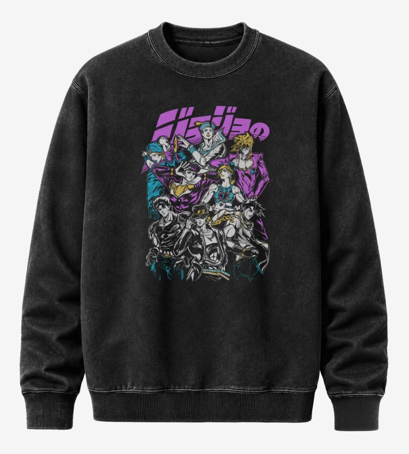 Poleron Polo Acid Wash Negro de JoJos Bizarre Adventure