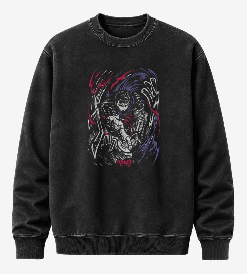 Poleron Polo Acid Wash Negro de Guts