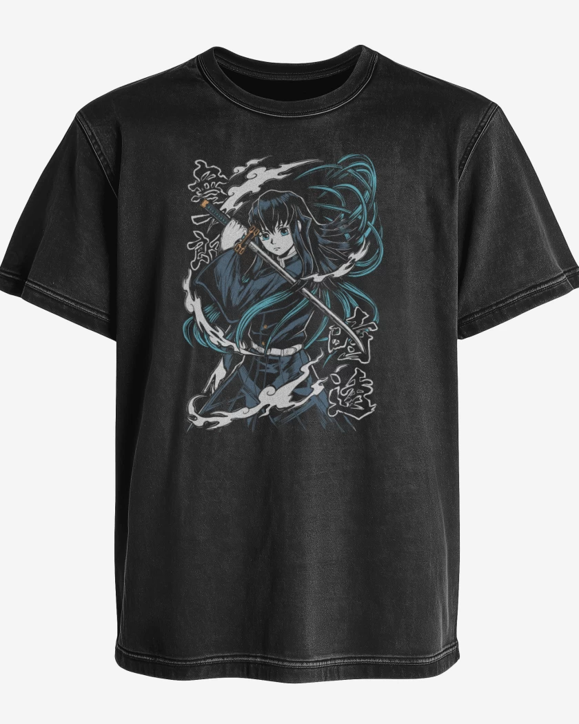 Polera desgastada Negro de Pilar de la Niebla 
