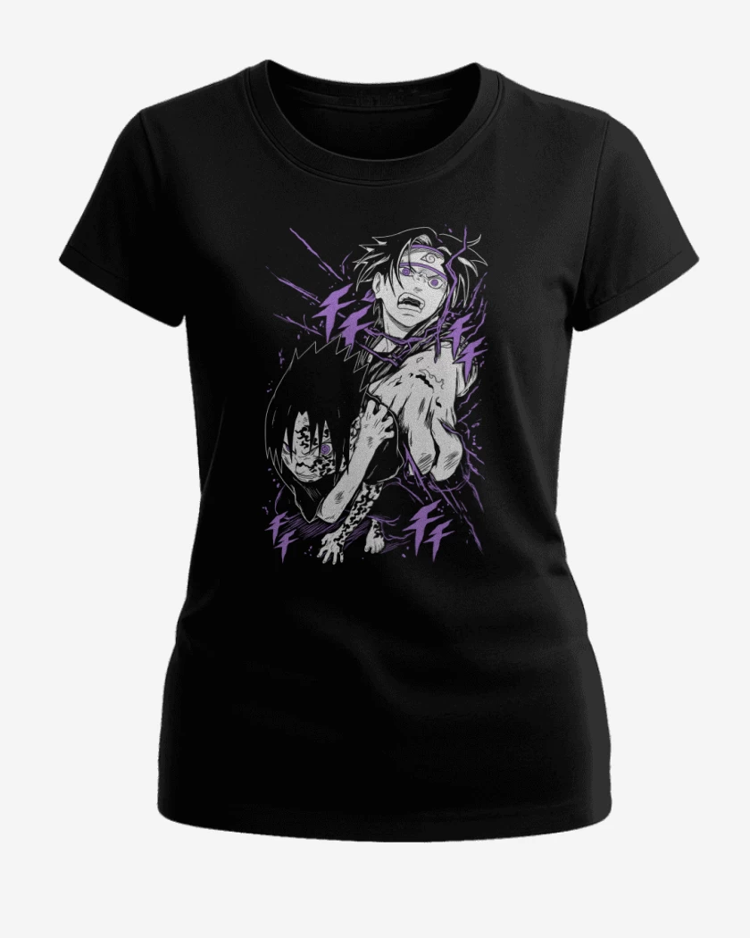 Polera de Mujer Negro de Uchiha Sasuke