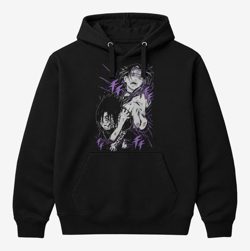 Polerón Canguro Negro de Uchiha Sasuke