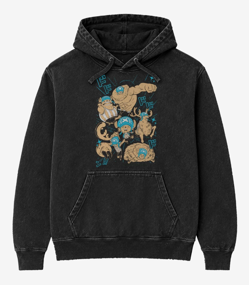 Poleron Canguro Acid Wash Negro de Tony Tony Chopper