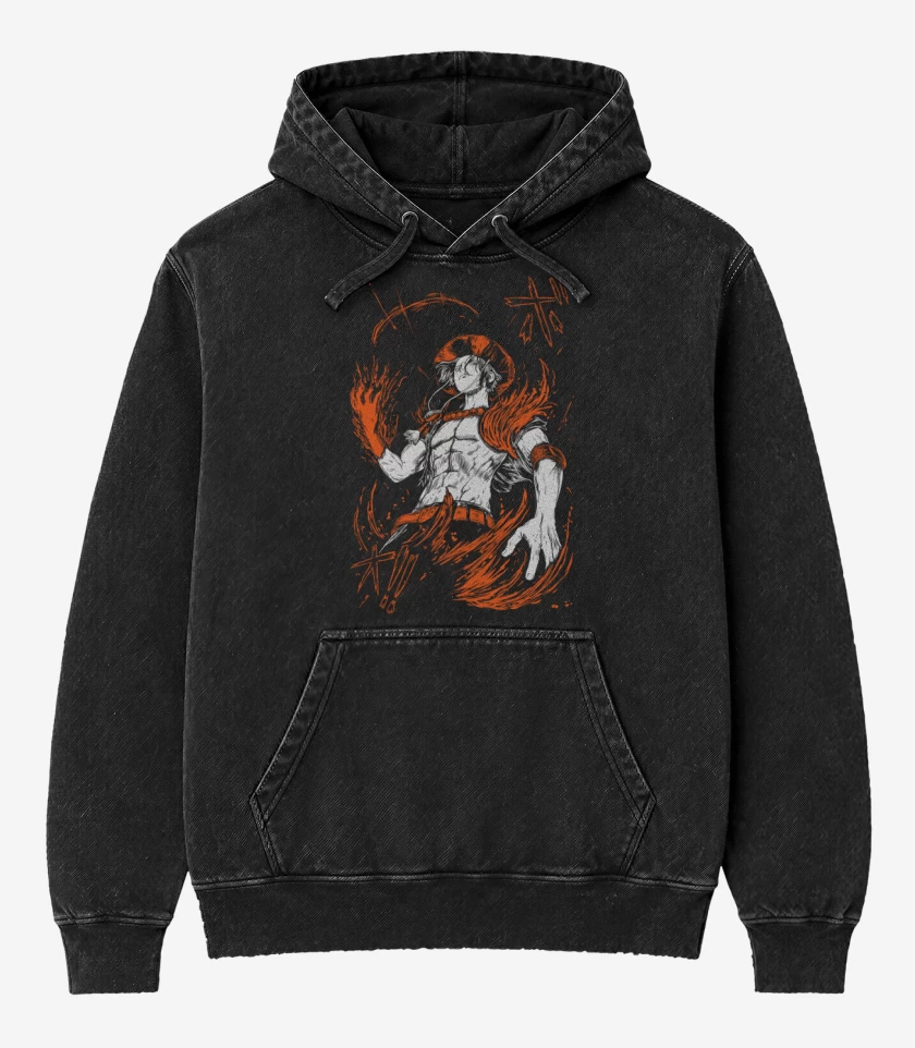 Poleron Canguro Acid Wash Negro de ACE