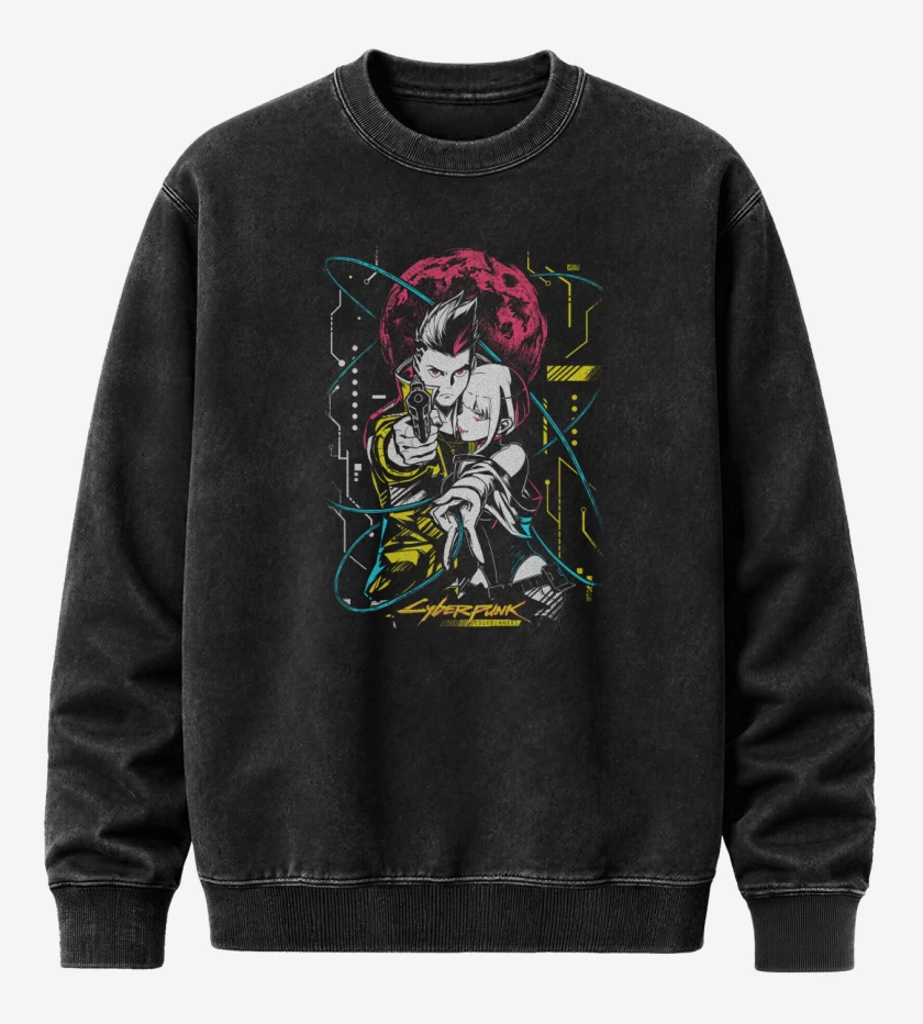 Poleron Polo Acid Wash Negro de David x Lucy