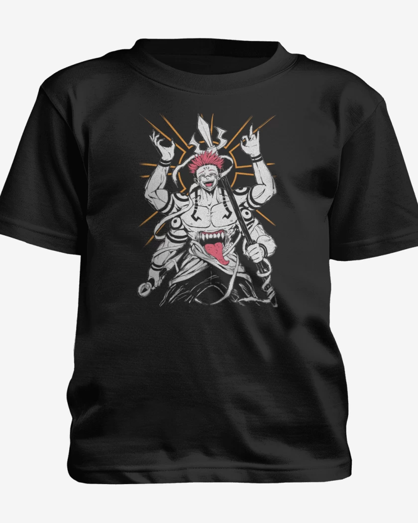 Polera de niño Negro de Gran Demonio Sukuna 