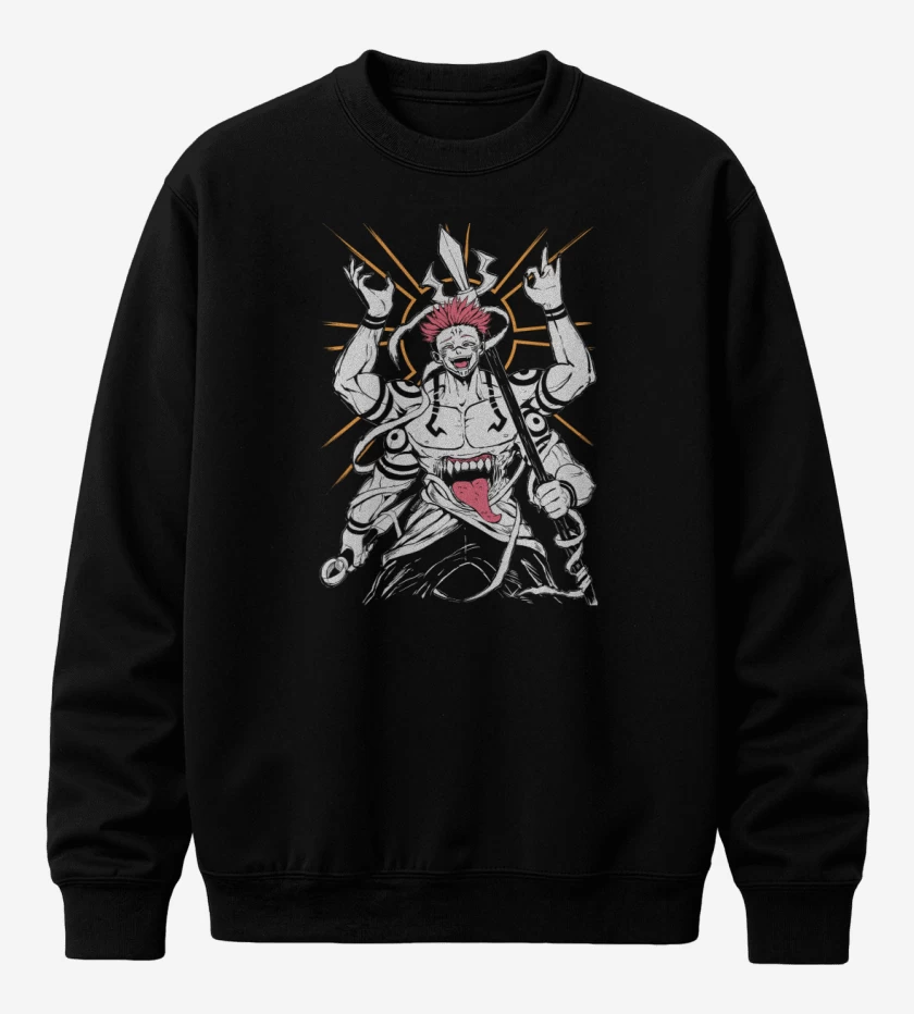 Poleron polo Negro de Gran Demonio Sukuna 