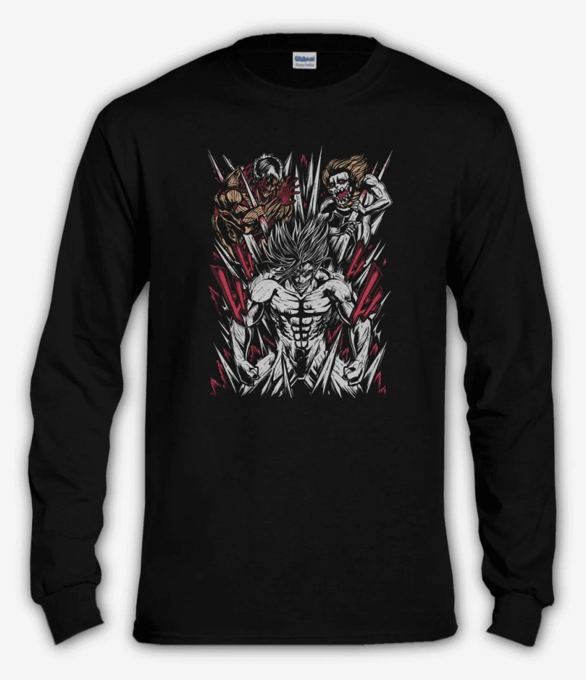 Polera manga larga Negro de Eren x Reiner x Galliard