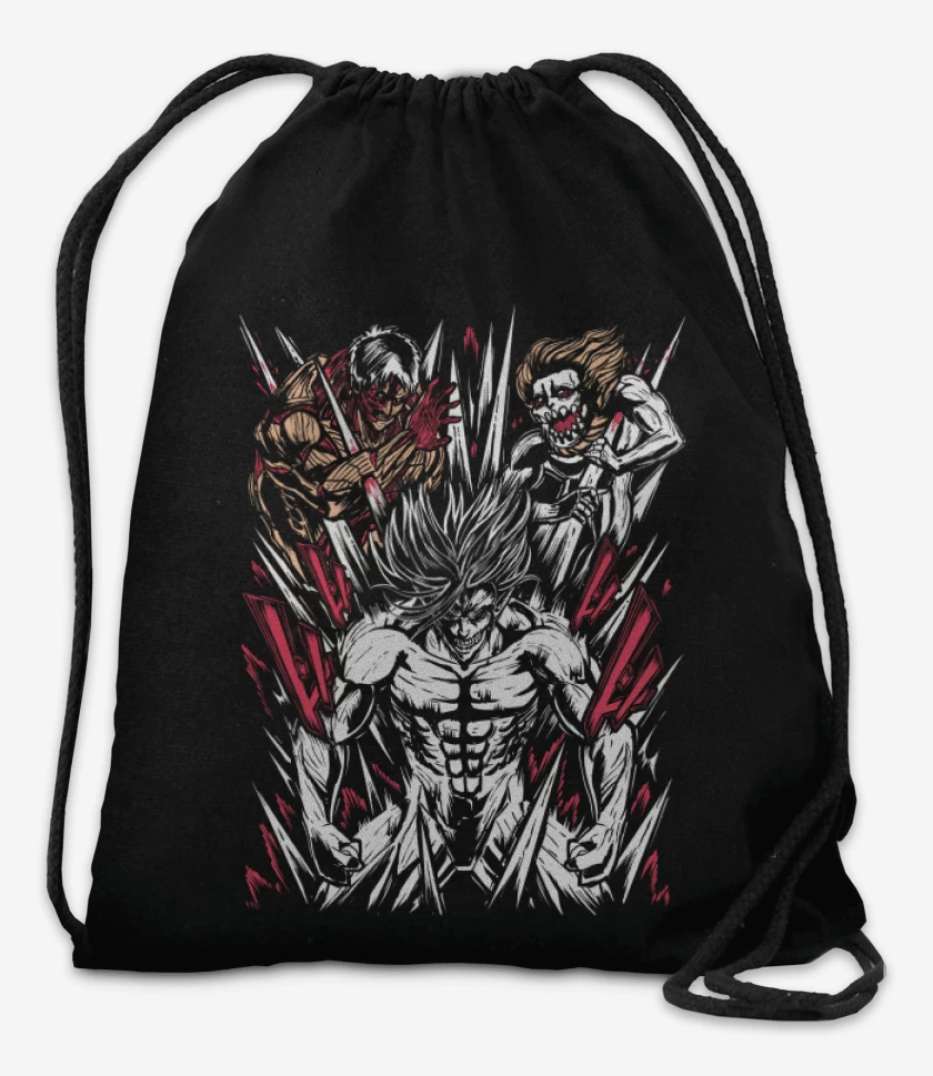 Mochila Negro de Eren x Reiner x Galliard