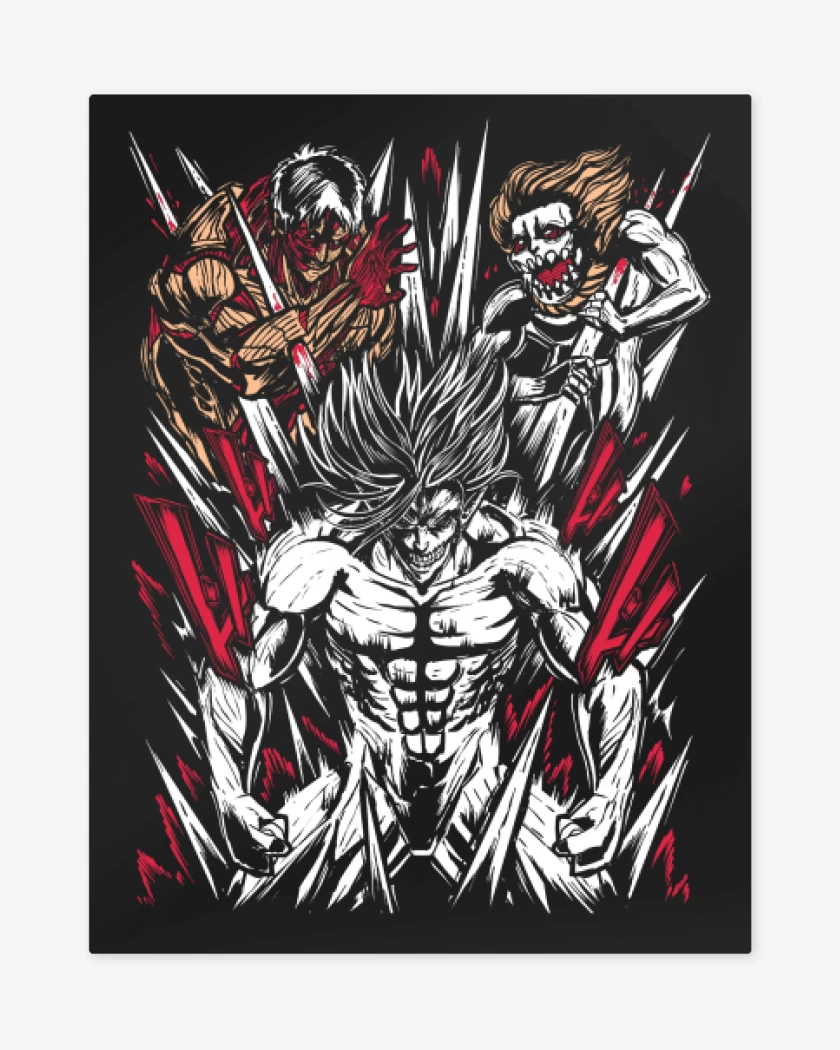 Print metalico Negro de Eren x Reiner x Galliard