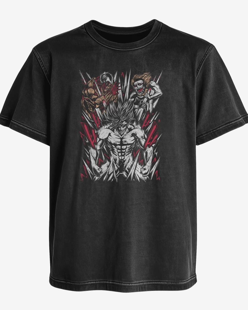 Polera desgastada Eren x Reiner x Galliard