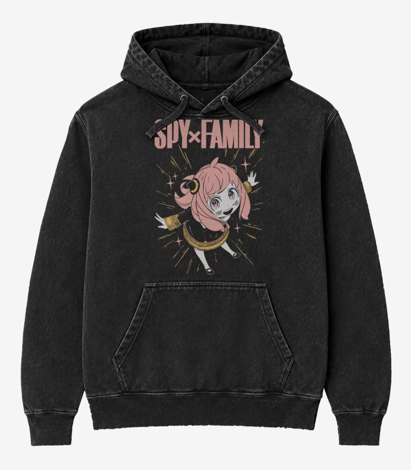 Poleron Canguro Acid Wash Negro de Anya Spy
