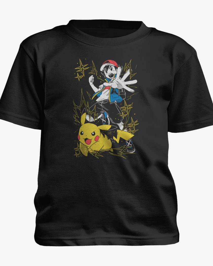 Polera de niño Negro de Ash x Pikachu