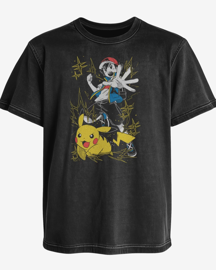 Polera desgastada Ash x Pikachu