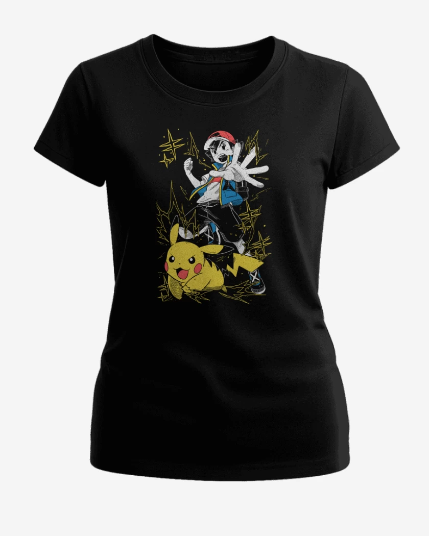 Polera de Mujer Negro de Ash x Pikachu