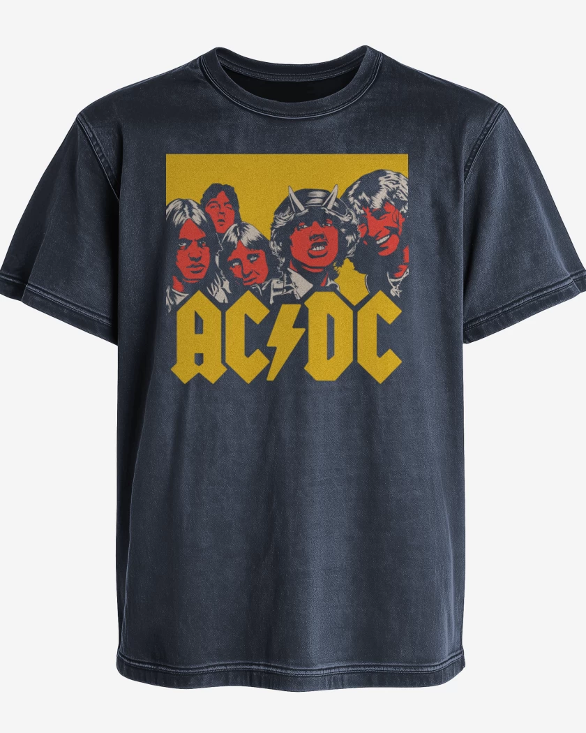 Polera desgastada Azul Marino de ACDC hell