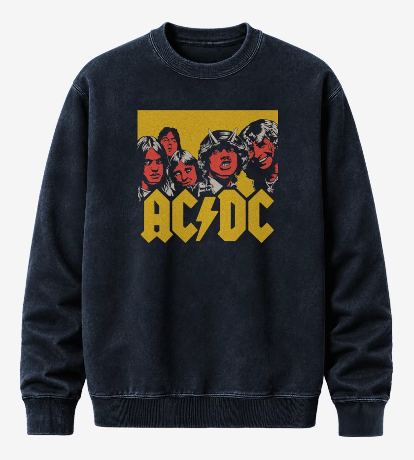 Poleron Polo Acid Wash Azul Marino de ACDC hell