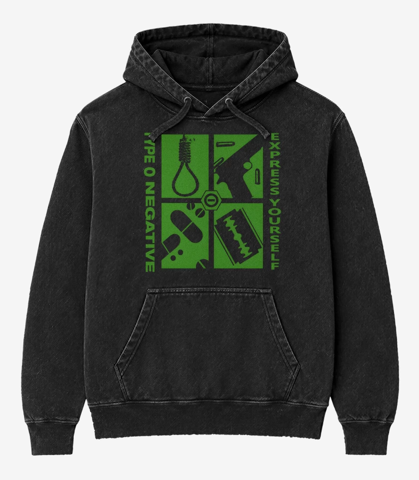 Poleron Canguro Acid Wash Negro de Express Yourself
