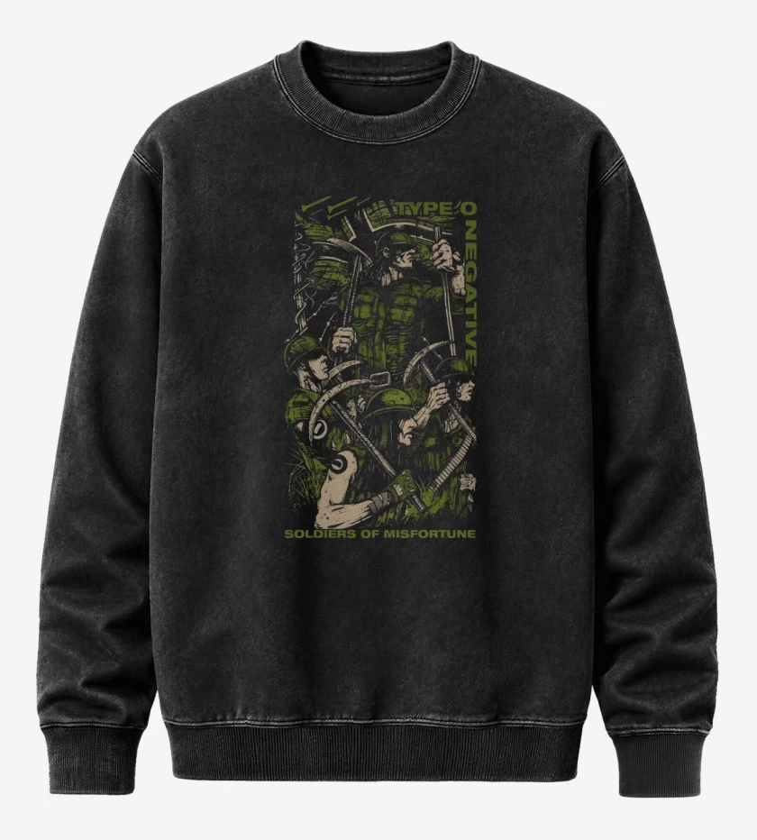Poleron Polo Acid Wash Negro de Soldiers of Misfortune