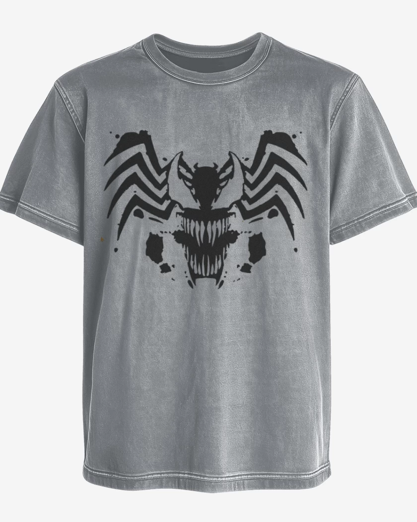 Polera desgastada Gris Melange de Araña B