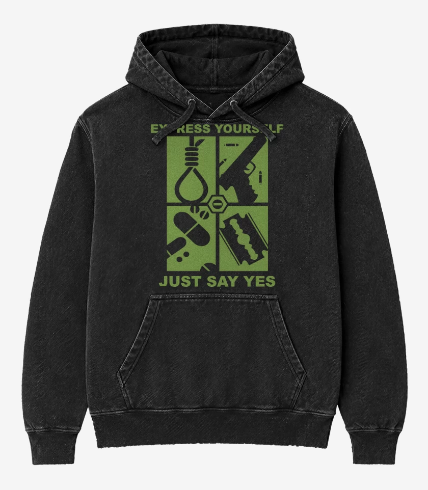 Poleron Canguro Acid Wash Negro de Just Say Yes