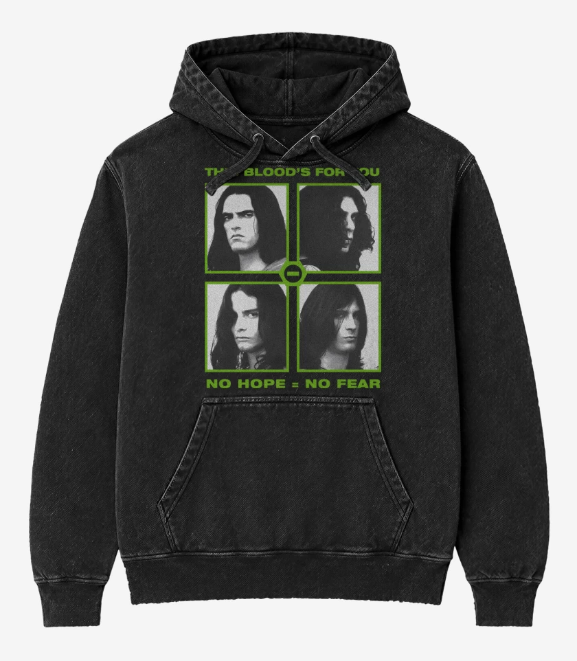Poleron Canguro Acid Wash Negro de No Hope = No Fear